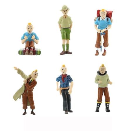 6st Set Adventures Of Tintins Vivid Toy Doll Anime Coll