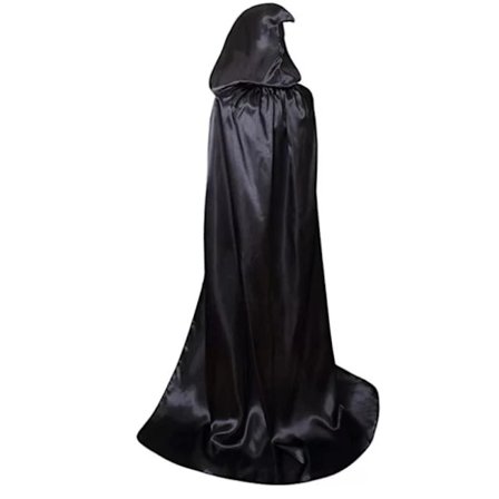 Cape för döden, vampyr, häxa, festdräkt för vuxna och barn, svart cape