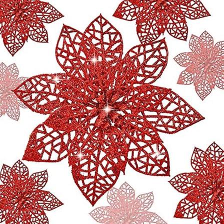 25 kpl keinotekoisia joulukukkia Joulutähti 11cm Kimaltelevat joulukuusen koristeet Joulun Uudenvuoden koristeluun