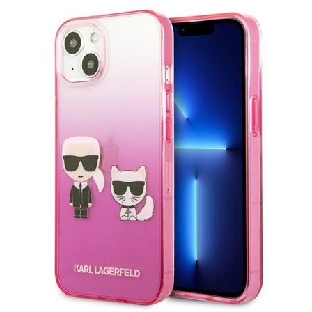 Karl Lagerfeld Gradient Ikonik Karl&Choupette Fodral för iPhone 13 mini - Rosa