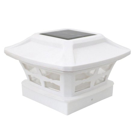 Utendørs solcelle-stolpelampe automatisk LED-gårdsplasslys energisparende utendørs gjerdelampe (hvitt gult lys, hvite blader)