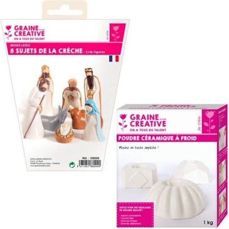 8 st Santons latexformar - Julspjälsäng + Kallkeramik 1 kg