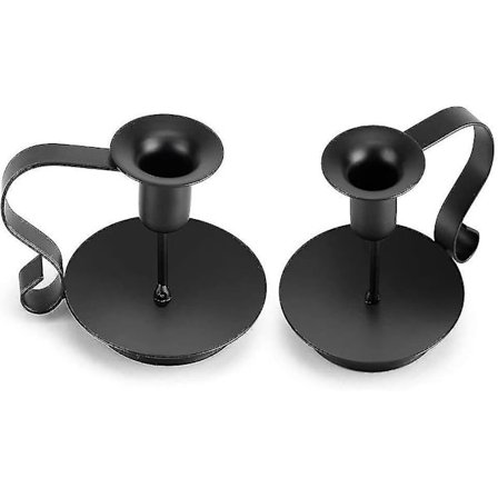 Ljusstake Ljusstakar, Vintage Matt Svart Smidesjärn Chamberstick