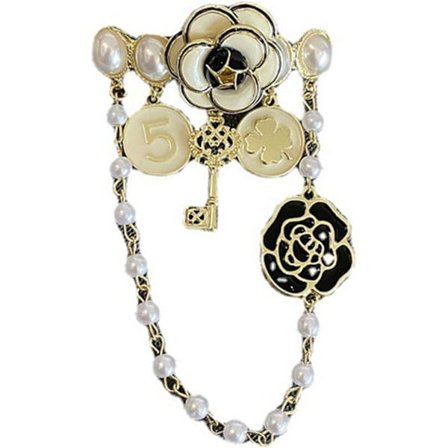 Imitation Pearl Dangle Chain Brosch, Elegant Lapel Pins, Vintage Smycken Present till Kvinnor