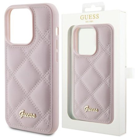 Guess Quilted Metal Logo Deksel til iPhone 15 Pro - Rosa