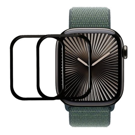 2-pakning / pakke Apple Watch Series 10 42mm Watch skjermbeskytter HD Clear Pliable Film (Black Edge) - Svart