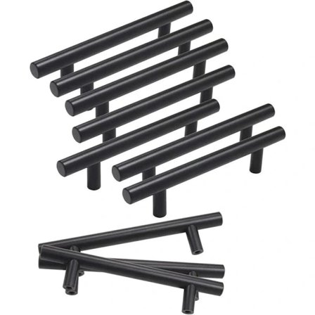 10 stk. Sorte Skabshåndtag T-formede hule trækhåndtag, køkkenskab hulafstand: 96 mm 10*150*96 Velegnet til hjemmet