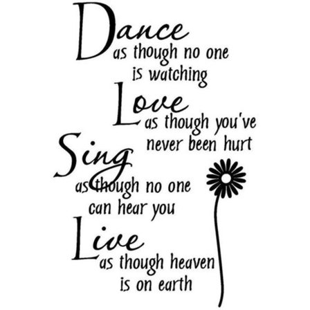 Dans, kärlek, sjung, lev citat väggdekal avtagbar vinyl DIY väggklistermärke