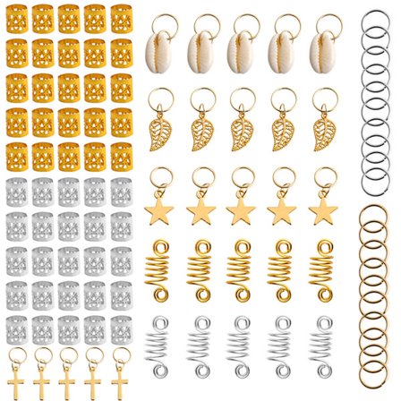 60-170 stk. Mix Hårringe Flettet Dreadlocks Perler Manchetter Clips