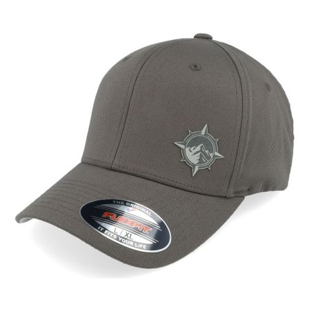 Wild Spirit - Grå flexfit Keps - Windrose Mountain Grey Patch Dark Grey Flexfit @ Hatstore