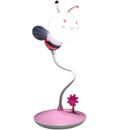 Sød Humlebi LED-bordlampe Touch Control Dæmpning 3 Lysstyrke og 360° Fleksibel Svanehals Øjenpleje USB Genopladelig (Pink)