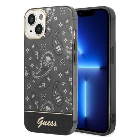 Guess GUHCP14MHGBNHK iPhone 14 Plus 6.7" musta/musta kovakantinen kotelo Bandana paisley