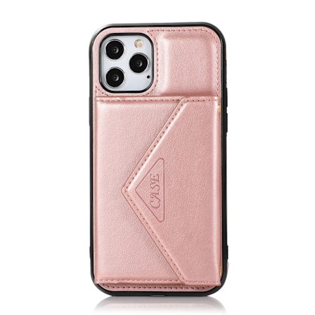 Fodral för iPhone 13 mini roséguld crossbody solid plånbok snodd anti fall full kortplats