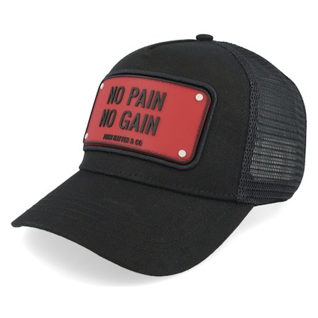 John Hatter & Co - Musta trucker Lippis - No Pain No Gain Black A-Frame Trucker @ Hatstore