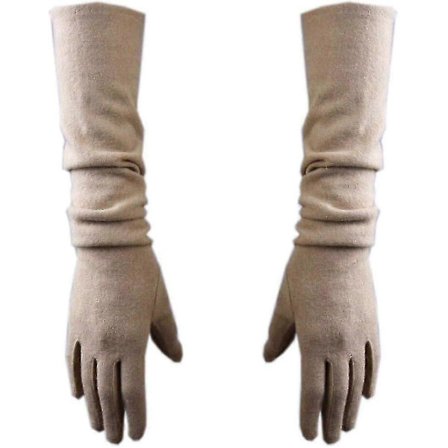Dame Cashmere Uld Handsker Strækbare 50 cm Vinter Varme Opera Køre Lange Fingerhandsker B