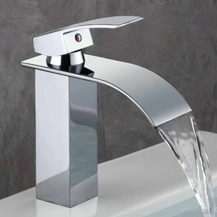 Badeværelsesarmatur, Moderne Design af Cascade Faucet Lavabo, Holdbar kobberventilkropdesign, Krombelagt messing. Varmt og