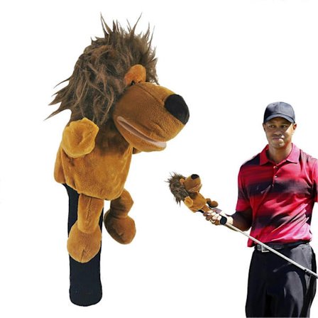 Roliga Golfklubbskydd, Plysch Driver Huvudskydd, Passform, Brunt Lejon