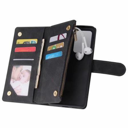 Samsung S20 Ultra Multifunktionellt Plånboksfodral Zipper 8-fack Svart
