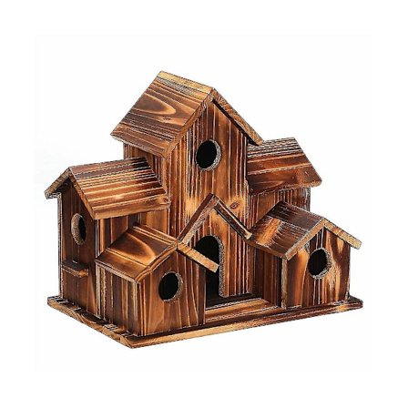 Fuglehus, Fuglehus Til Udendørs, Træfuglehuse Til Udendørs Ophængning, 6 Huller Håndlavet Naturlig (FMY)