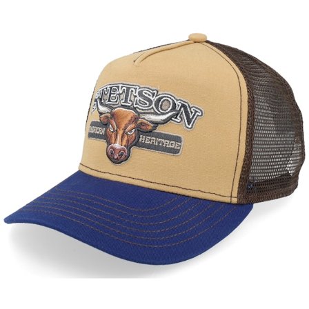 Stetson - Beige trucker Caps - Kids Bull Blue/Beige A-Frame Trucker @ Hatstore