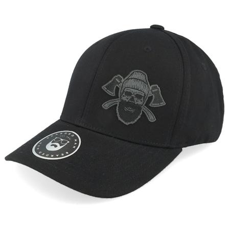 Bearded Man - Zwart flexfit Cap - Bone Beard Axes Wooly Combed Black Flexfit @ Hatstore