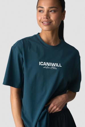ICANIWILL - Everyday Cotton T-shirt Print Dark Dusty Teal - Dame - ICIW