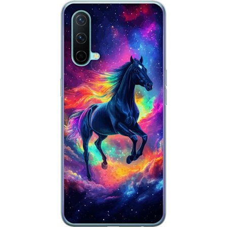 Kompatibelt Mobilskal till OnePlus Nord CE 5G Färgstark galaxhäst med regnbågsmane i rymdmiljö, magisk fantasyillustration för barnrum, posters o