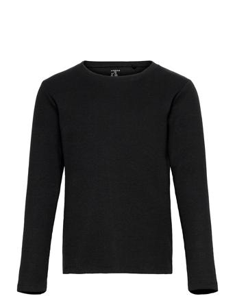 Top L S Basic Rib Tops T-shirts Long-sleeved T-shirts Black Lindex