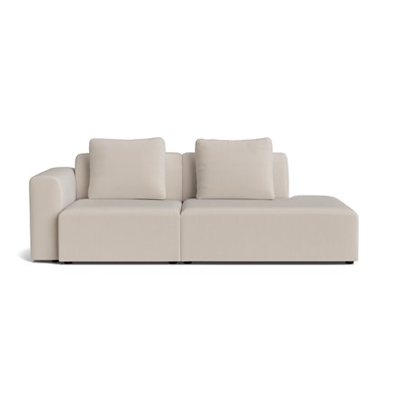 Como Højrevendt Lounge Sofa - Lisboa Beige Fløjl - Håndlavet, Slidstærk Sofa med Ekstra Rygpuder - 226x100x83cm