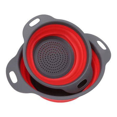 Sammenleggbart dørslagsett 2 STK Runde uttrekkbare dreneringskurver for grønnsaker og frukt