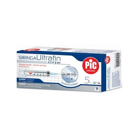Pic Siringa 5ml Ago 23 Ultrafin 10 Pezzi Alta Qualità