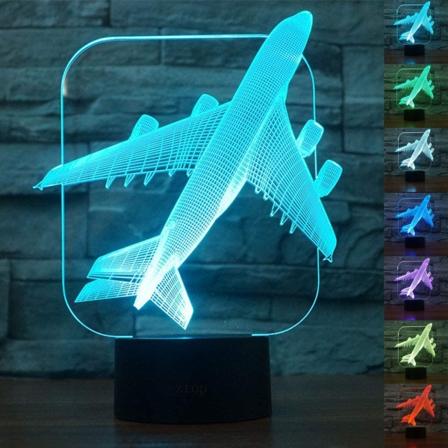 Flygplan 3D LED Civil Optisk Illusion Nattljus, ZTOP 7 Co