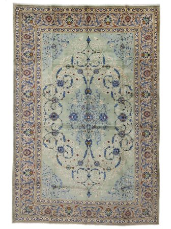 Tappeto Orientale Keshan 300X440 Verde/Marrone Grandi (Lana, Persia)