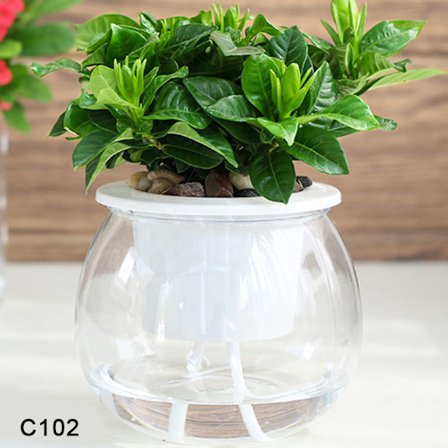 Självvattnande planteringskrukor Mini rund design suckulent växtkruka Inomhus Hemträdgård Modern dekorativ kruka