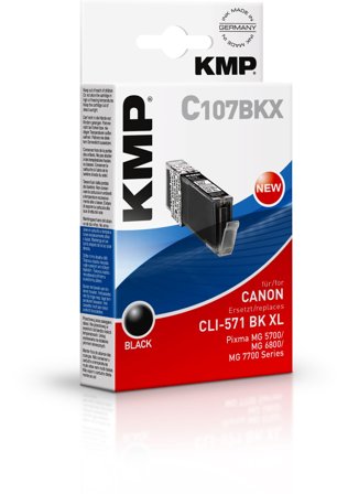 KMP C107BKX - Høy ytelse - svart - kompatibel - blekkpatron (alternativ for: Canon 0331C001, Canon CLI-571BKXL)