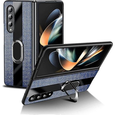Skal Kompatibelt Med Samsung Galaxy Z Fold 4, PU Läder Skyddsfodral Med Inbyggt Metallstativ