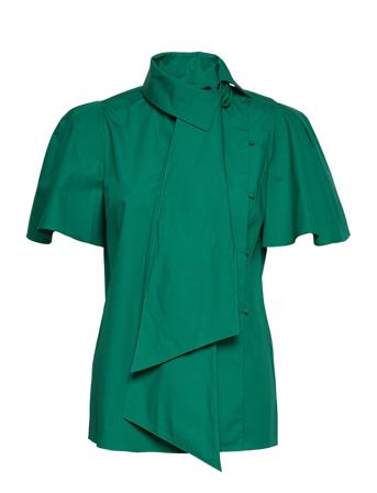 Poplin Shirt W/Neck Bow Blouses Short-sleeved Grön Karl Lagerfeld
