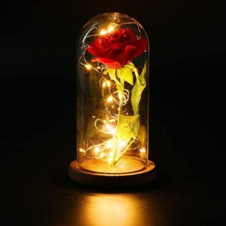 LED keinotekoinen ruusu, kukkia, säilötty ruusu, romanttinen lahja