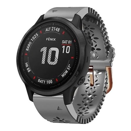 För Garmin Fenix ​​6s Pro 20mm Lady's Silicone Watch Band med spetsstans
