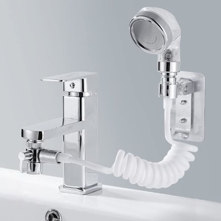 Handdusch för handfat, duschhuvudset för handfat, anti kalkduschhuvud 1,5 m teleskoprör, för hårtvätt eller rengöring av handfatet