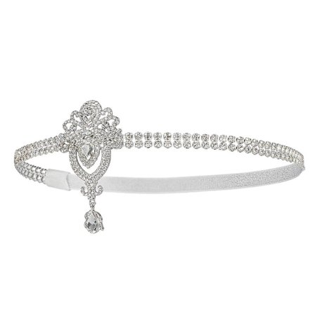 Rhinestone Øjenbryn Vedhæng Hovedbeklædning Mode Overdreven Pandebånd Kæde Vanddråbe Hårtilbehør Bohemian Vind Hovedkæde (1 stk, Hvid)