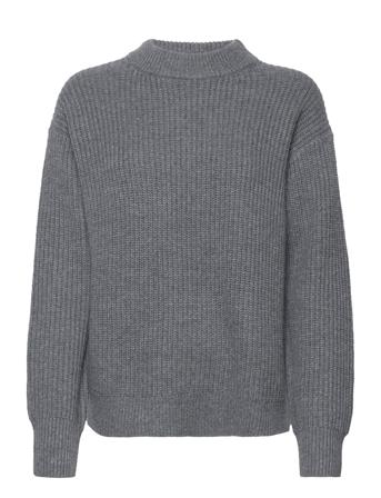 Pullover - Long Sleeve Pullover Striktrøje Grå Ilse Jacobsen