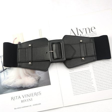 Kvinnors breda stretchiga cinch-bälte retro chunky spänne bälten midja