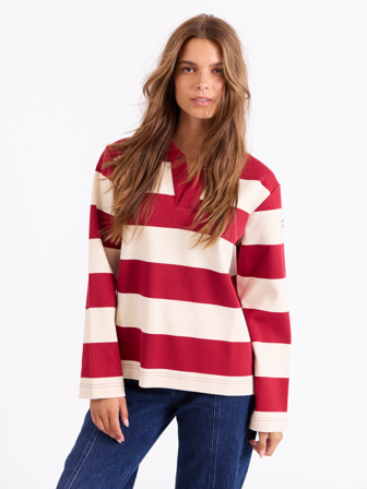 Jean Paul - Lya stripet pologenser - Dame - Rød - Gensere & Cardigans - XL