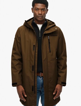 Superdry Sport Hooded Tech Fishtail Parka - Brown - XXL