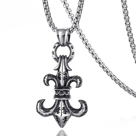 Oxiderat silver Fleur De Lis halsband, 18"