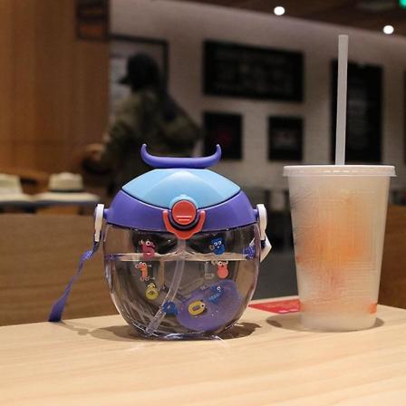 Söpö Donut Lasten Vedenpullo Olki Pullo Ulkona Kannettava Vedenpullo Silikoninen Anti-pudotus Vauva Olkahihnoilla Blue none