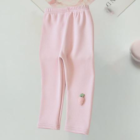 Barn Enfärgad Elastisk Midja Baslager Thicken Fleece Byxor
