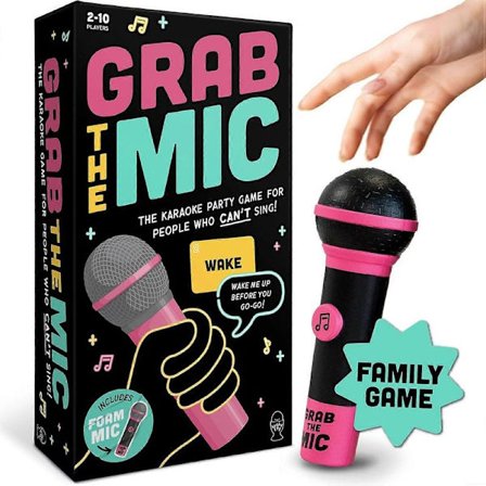 Spennende Grab The Mic, Familie-karaokespill for 8-åringer, 2-10 spillere - Brettspill for dårlige sangere-FA-