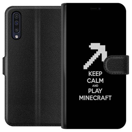 Kompatibel Tegnebogsetui til Samsung Samsung Galaxy A50 Hold roen og spil Minecraft tekstplakat med minimalistisk gamer design til spilelskere.